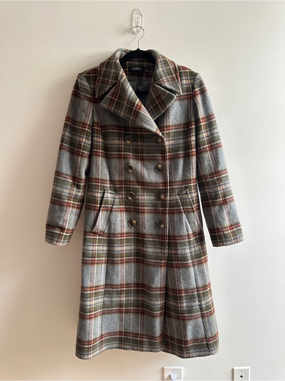 Lauren Ralph Lauren Plaid Double-Breasted Wool Coat